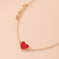 New Simple Heart-shaped Love Ladies Korean Small Red Heart Letter Pendant Clavicle Chain Necklace Wholesale main image 5