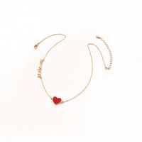 New Simple Heart-shaped Love Ladies Korean Small Red Heart Letter Pendant Clavicle Chain Necklace Wholesale main image 6