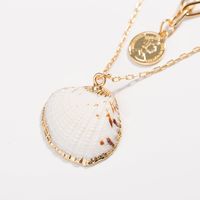 Fashion Coral Stone Clavicle Chain Gold Coin Natural Shell Pendant Multilayer Alloy Necklace For Women main image 5