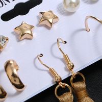 Fashion Circle Leopard Tassel Pearl Five-pointed Star Six-piece Set Hot Sale Earrings main image 3