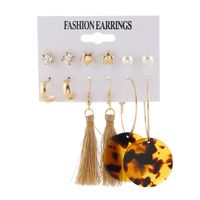 Fashion Circle Leopard Tassel Pearl Five-pointed Star Six-piece Set Hot Sale Earrings main image 6