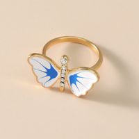 Fashion New Joint Rings Alloy Diamond-studded Butterfly Ring Wholesale Nihaojewelry main image 3