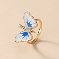 Fashion New Joint Rings Alloy Diamond-studded Butterfly Ring Wholesale Nihaojewelry main image 4