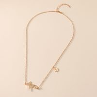 Fashion Niche Simple Retro Trend Alloy Hollow Heartbeat Moon Necklace main image 4