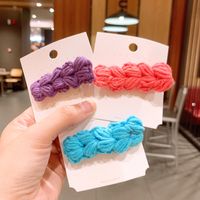 New Cute Duckbill Clip Knitted Hair Clip Candy Color Wool Hair Accessories Wholesale main image 2