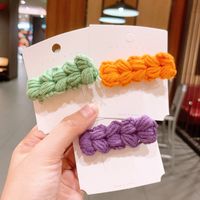 New Cute Duckbill Clip Knitted Hair Clip Candy Color Wool Hair Accessories Wholesale main image 3