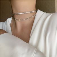 Korean Daily Minimalist All-match Diamond Cross Stitching Clavicle Necklace Choker main image 2