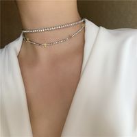 Korean Daily Minimalist All-match Diamond Cross Stitching Clavicle Necklace Choker main image 5