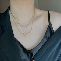 Fashion Titanium Steel Niche Short Double Simple Minimalist Clavicle Chain Necklace For Women main image 1