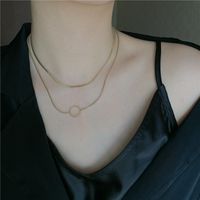Collar De Cadena De Clavícula Minimalista Simple Doble Corto De Nicho De Acero De Titanio De Moda Para Mujer main image 5