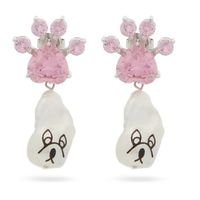 Baroque Retro Heterosexual Pearl  Pink Crystal  Long Earrings main image 6