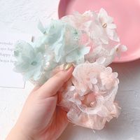 Korean Sweet Flower Hair Ring Solid Color Head Hair Scrunchies  Wholesale main image 4