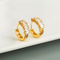 Korean Fashion Exquisite Gold Brass Inlaid Zircon Simple Earrings Wholesale Nihaojewerly main image 3