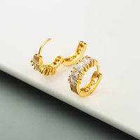 Korean Fashion Exquisite Gold Brass Inlaid Zircon Simple Earrings Wholesale Nihaojewerly main image 4