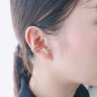 Irregular Ear Bone Clip Snake-shaped Ear Clip Geometric  Hip-hop Diamond Earrings main image 5