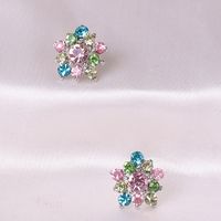 Korean Fashion Flower Crystal Diamond Elegant Alloy Earrings  Wholesale main image 3