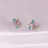 Korean Fashion Flower Crystal Diamond Elegant Alloy Earrings  Wholesale main image 4