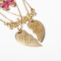 Fashion Punk Wild Heart-shaped Geometric Color Butterfly Tletter Multi-layer Alloy Necklace main image 5