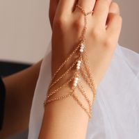 Modetrend Goldene Dünne Kette Mehrschichtig Finger Ein Reisperlen Armband Für Frauen main image 3