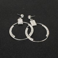 Alloy Diamond-studded Geometric Circular Hollow Earrings Wholesale Nihaojewerly main image 4