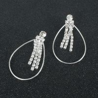 Fashion Alloy Diamond Oval Hollow Earrings Wholesale Nihaojewerly main image 3