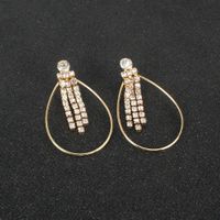 Fashion Alloy Diamond Oval Hollow Earrings Wholesale Nihaojewerly main image 4