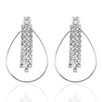 Fashion Alloy Diamond Oval Hollow Earrings Wholesale Nihaojewerly main image 5