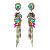 1 Paire Glamour Gland Perroquet Incruster Alliage Strass Boucles D'oreilles sku image 1