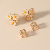 Fashion New Sweet Retro Simple Trend Hand Knitted 2 Piece Alloy Earrings Set sku image 1