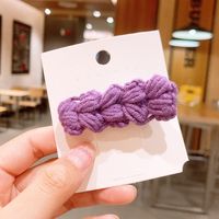 New Cute Duckbill Clip Knitted Hair Clip Candy Color Wool Hair Accessories Wholesale sku image 4