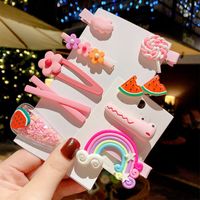 Korean Cartoon Children Hair Clip Set Cute Girl Rainbow Fruit Lollipop Hairpin Set  Wholesale sku image 1
