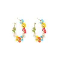 Fashion Handmade Flowers C-shaped Rice Beads Niche Bohemian Women's Earrings sku image 2