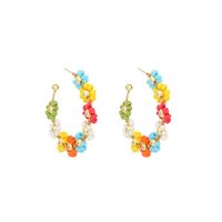 Boucles D&#39;oreilles Pour Femmes Bohèmes De Niche De Perles De Riz En Forme De C De Fleurs Faites À La Main sku image 2