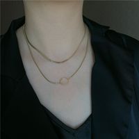 Collar De Cadena De Clavícula Minimalista Simple Doble Corto De Nicho De Acero De Titanio De Moda Para Mujer sku image 1