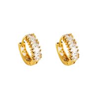 Korean Fashion Exquisite Gold Brass Inlaid Zircon Simple Earrings Wholesale Nihaojewerly sku image 2