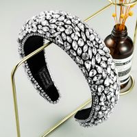 New Gypsophila Baroque Full Diamond Irregular Rhinestone Wide Edge Headband Wholesale Nihaojewerly sku image 1