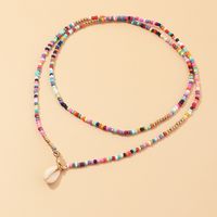 Wholesale Bohemian Color Rice Bead Alloy Colorful Shell Necklace sku image 1