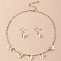 Fashion Women's Butterfly Alloy Earrings Necklace Set Wholesale sku image 2