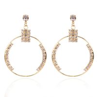 Boucles D'oreilles Creuses Circulaires Géométriques En Alliage De Diamants En Gros Nihaojewerly sku image 1