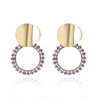 Retro Alloy Diamond Geometric Round Fashion Earrings Wholesale Nihaojewerly sku image 1