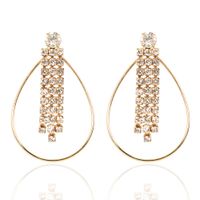 Fashion Alloy Diamond Oval Hollow Earrings Wholesale Nihaojewerly sku image 1