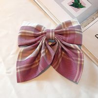 Girl Plaid Bow Hairpin Korean Super Fairy Uniform Back Head Clip Headdress Wholesale Nihaojewelry sku image 1