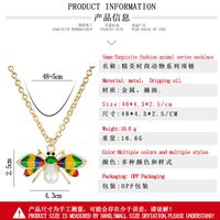 New Fashion Simple Alloy Painting Oil Bee Pearl Rhinestone Insect Shape Necklace Pendant main image 4