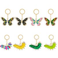 Creative Cute Fresh Diamond Alloy  Cartoon Butterfly Flamingo Animal Key Chain main image 4
