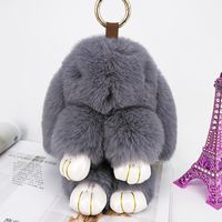 New Cute Rex Rabbit Fur Cute Rabbit Bag Car Ornament Keychain Pendant main image 2