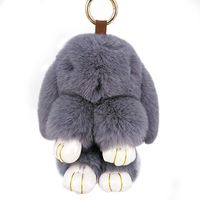 New Cute Rex Rabbit Fur Cute Rabbit Bag Car Ornament Keychain Pendant main image 6