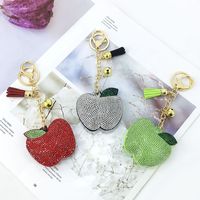 Fashion Multi-color Korean Velvet Diamond-studded  Girl Bag Tassel Keychain main image 3