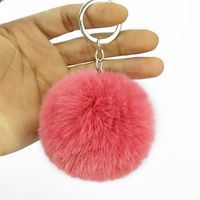 Fashion 8cm Rex Rabbit Hair Ball Faux Fur Short Hair Bag Keychain Pendant Wholesale main image 4