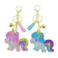 Cartoon Einhorn Korean Velvet Hot Strass Girls Bag Quaste Ornamente Hot-saling Schlüsselbund main image 2