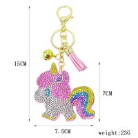 Cartoon Unicorn Korean Velvet Hot Rhinestone Girls Bag Tassel Ornaments Hot-saling Keychain main image 6